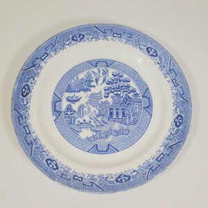 Vintage Royal Grafton Bone China Blue Willow Plate – 9", 1940s